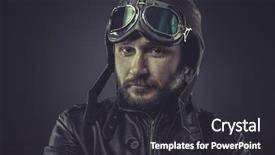  Presentation with pilot - Presentation theme having ww2 - steampunk pilot dressed in vintage background and a dark gray colored foreground