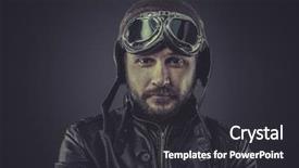  Presentation with pilot - Cool new presentation theme with ww2 - war pilot dressed in vintage backdrop and a dark gray colored foreground