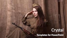  Presentation with second world war - Theme featuring ww2 women - woman in russian military uniform background and a wine colored foreground