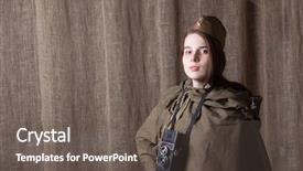  Presentation with military camera - Cool new presentation theme with ww2 women - woman in russian military uniform backdrop and a gray colored foreground