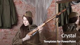  Presentation with second world war - Colorful presentation enhanced with ww2 women - woman in russian military uniform backdrop and a tawny brown colored foreground