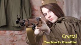  Presentation with second world war - Presentation theme consisting of ww2 women - woman in russian military uniform background and a  colored foreground