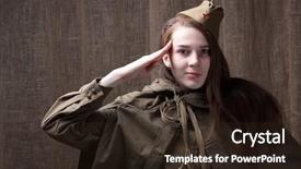  Presentation with second world war - Colorful slides enhanced with ww2 women - woman in russian military uniform backdrop and a wine colored foreground