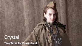  Presentation with military camera - Presentation theme consisting of ww2 women - woman in russian military uniform background and a tawny brown colored foreground