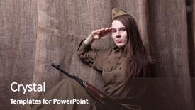 Presentation with second world war - Cool new presentation theme with ww2 women - woman in russian military uniform backdrop and a tawny brown colored foreground