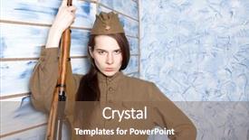  Presentation with second world war - Presentation design enhanced with ww2 women - woman in russian military uniform background and a  colored foreground