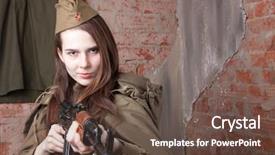  Presentation with second world war - Cool new presentation design with ww2 women - woman in russian military uniform backdrop and a  colored foreground