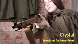  Presentation with second world war - Theme consisting of ww2 women - woman in russian military uniform background and a tawny brown colored foreground