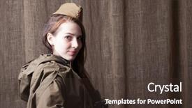  Presentation with military women - Cool new presentation theme with ww2 women - woman in russian military uniform backdrop and a  colored foreground