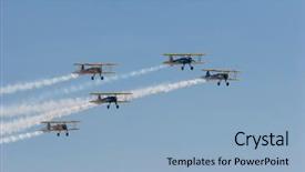  Presentation with flying - Presentation theme enhanced with wwi - vintage airplanes flying in formation background and a light blue colored foreground