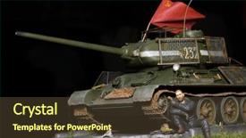  Presentation with soviet - Beautiful PPT theme featuring wwii scene soviet soldier backdrop and a tawny brown colored foreground