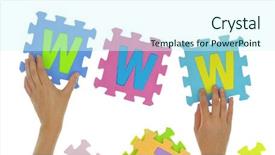  Presentation with puzzle pieces - Colorful theme enhanced with www with jigsaw puzzle pieces backdrop and a cool aqua colored foreground