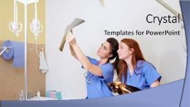  Presentation with nurses - Slide set consisting of cat's x-ray background and a sky blue colored foreground