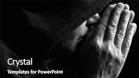  Presentation with black prayer - PPT theme featuring x focus point on hands background and a black colored foreground