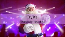  Presentation with christmas party - PPT theme featuring x mas - santa claus performing in nightclub background and a lilac colored foreground
