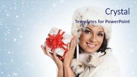  Presentation with white christmas - Audience pleasing slide deck consisting of x mas - young and beautiful woman holding backdrop and a sky blue colored foreground