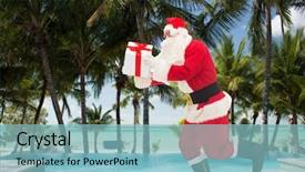  Presentation with tropical christmas - PPT theme consisting of x mas party - christmas holidays travel and people background and a light blue colored foreground