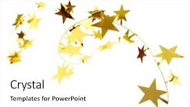  Presentation with stars - Presentation theme featuring x mas party - golden stars isolated on white background and a white colored foreground
