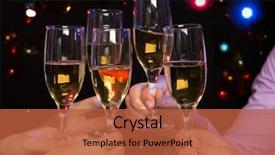  Presentation with crystal image - Amazing PPT theme having x mas party - happy christmas image of people backdrop and a red colored foreground