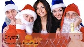  Presentation with celebrate - Cool new presentation theme with x mas party - happy friends celebrate xmas backdrop and a  colored foreground