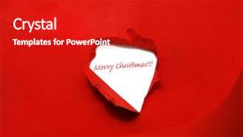  Presentation with golden christmas trumpet and red - Audience pleasing presentation consisting of x mas party - merry christmas written backdrop and a crimson colored foreground