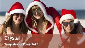  Presentation with santa - Audience pleasing slides consisting of x mas party - three happy girls in santa backdrop and a tawny brown colored foreground