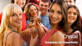  Presentation with friends - Colorful presentation theme enhanced with x men - portrait of seven friends holding backdrop and a  colored foreground