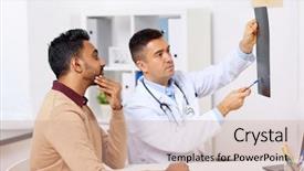  Presentation with medicine - Slides with x-ray and male patient background and a coral colored foreground