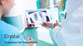  Presentation with nurses - Theme enhanced with x-ray at the hospital background and a  colored foreground