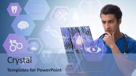  Presentation with telehealth - PPT theme consisting of x-ray image in telehealth background and a  colored foreground