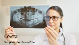  Presentation with doctor office - Presentation having x-ray image of denture background and a soft green colored foreground