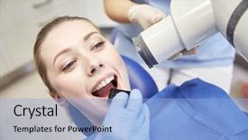  Presentation with technology health - Theme having x-ray machine at dental background and a light blue colored foreground