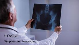  Presentation with doctor examining a newborn baby - Audience pleasing slide deck consisting of x-ray report at hospital backdrop and a  colored foreground