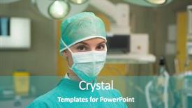  Presentation with healthcare workers - Beautiful presentation featuring x ray technician - surgeon standing in a surgical backdrop and a teal colored foreground