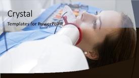  Presentation with xray - Presentation design with x ray teeth - female patient using xray machine background and a light blue colored foreground