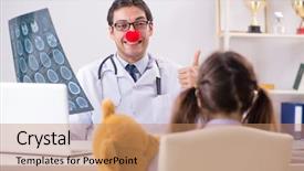  Presentation with pediatrician - Colorful presentation design enhanced with x ray treatmnet - funny pediatrician with little girl backdrop and a coral colored foreground