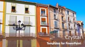  Presentation with square - Audience pleasing presentation theme consisting of xativa-plaza-mercat-square backdrop and a tawny brown colored foreground