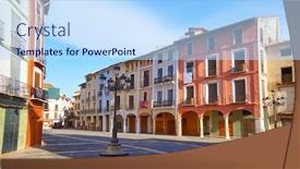  Presentation with square - Cool new presentation design with xativa-plaza-mercat-square backdrop and a sky blue colored foreground