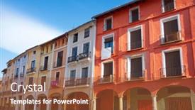  Presentation with square - Presentation theme with xativa-plaza-mercat-square background and a tawny brown colored foreground