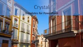  Presentation with square - Presentation theme featuring xativa-plaza-mercat-square background and a teal colored foreground