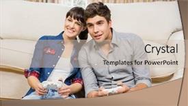  Presentation with video game xbox - PPT theme featuring xbox - couple playing video game background and a soft green colored foreground