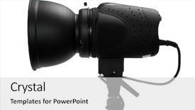  Presentation with flash - Cool new slide set with xenon lamp - modern powerful photographic flash backdrop and a light gray colored foreground