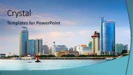  Presentation with china - Slides consisting of xiamen-china-skyline-at-twilight background and a teal colored foreground