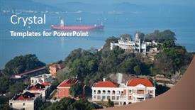  Presentation with island - Presentation theme consisting of xiamen-city-viewed-from-gulangyu background and a teal colored foreground