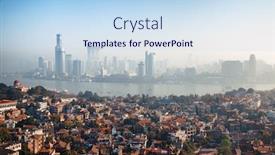  Presentation with island - Cool new PPT layouts with xiamen-city-viewed-from-gulangyu backdrop and a sky blue colored foreground