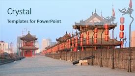  Presentation with ancient china - Theme consisting of xi'an city centre wall china background and a sky blue colored foreground