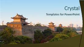  Presentation with ho chi minh city - PPT theme enhanced with xi'an city wall china background and a sky blue colored foreground