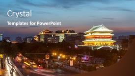  Presentation with ancient china - Slide set featuring xian-drum-tower-guluo background and a teal colored foreground