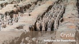  Presentation with terracotta army - Audience pleasing PPT theme consisting of xian-shaanxi-province-china-aug backdrop and a coral colored foreground