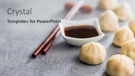  Presentation with soy sauce - PPT layouts featuring xiaolongbao-traditional-steamed-dumplings background and a light gray colored foreground